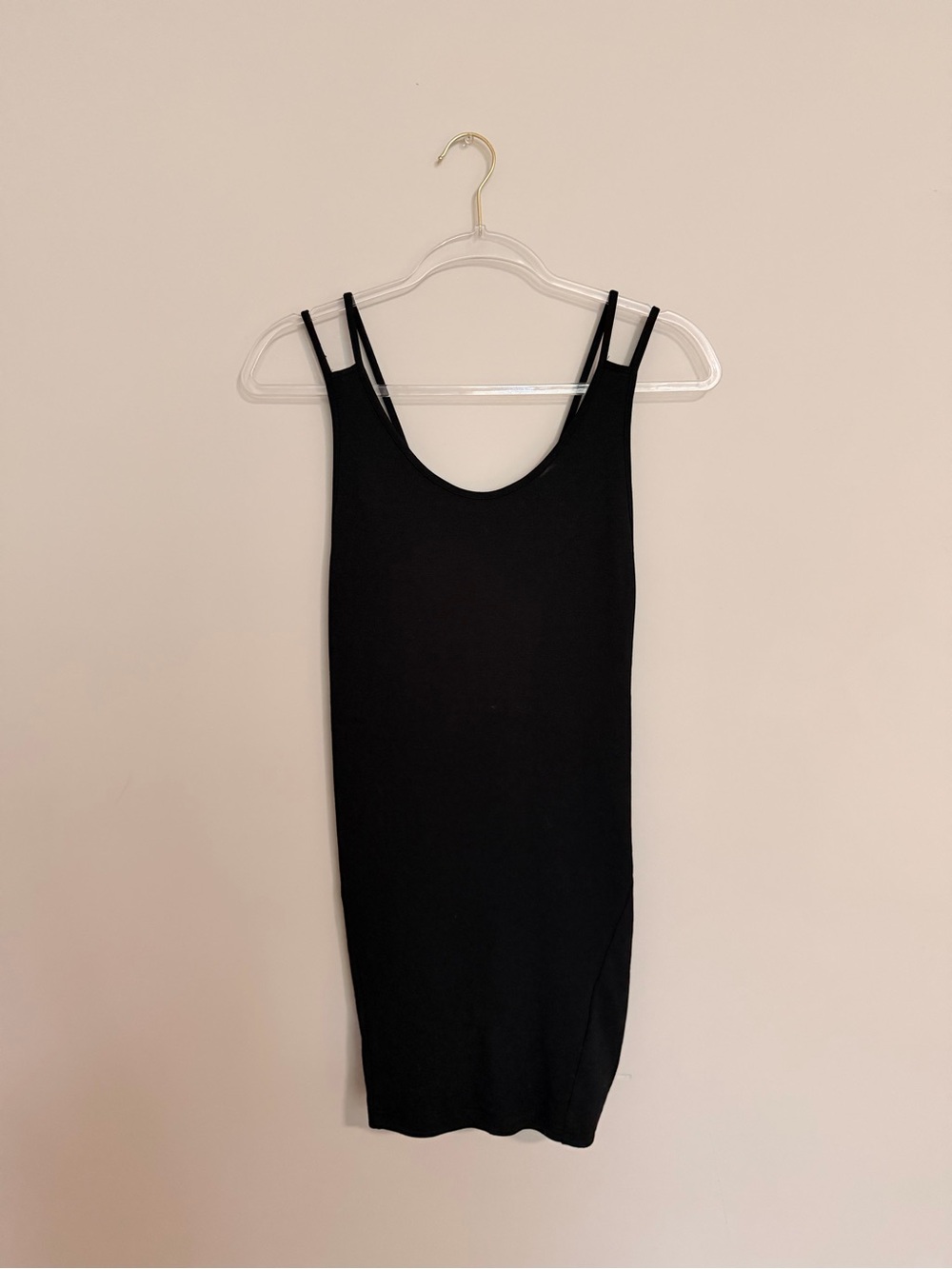 Black Double-Strap With Back Detail Tank Dress